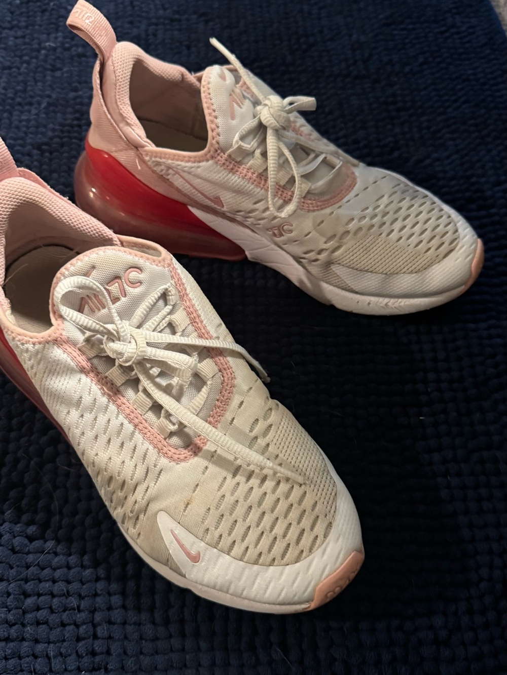 Nike Women's White Sneakers with Pink and Red Accents